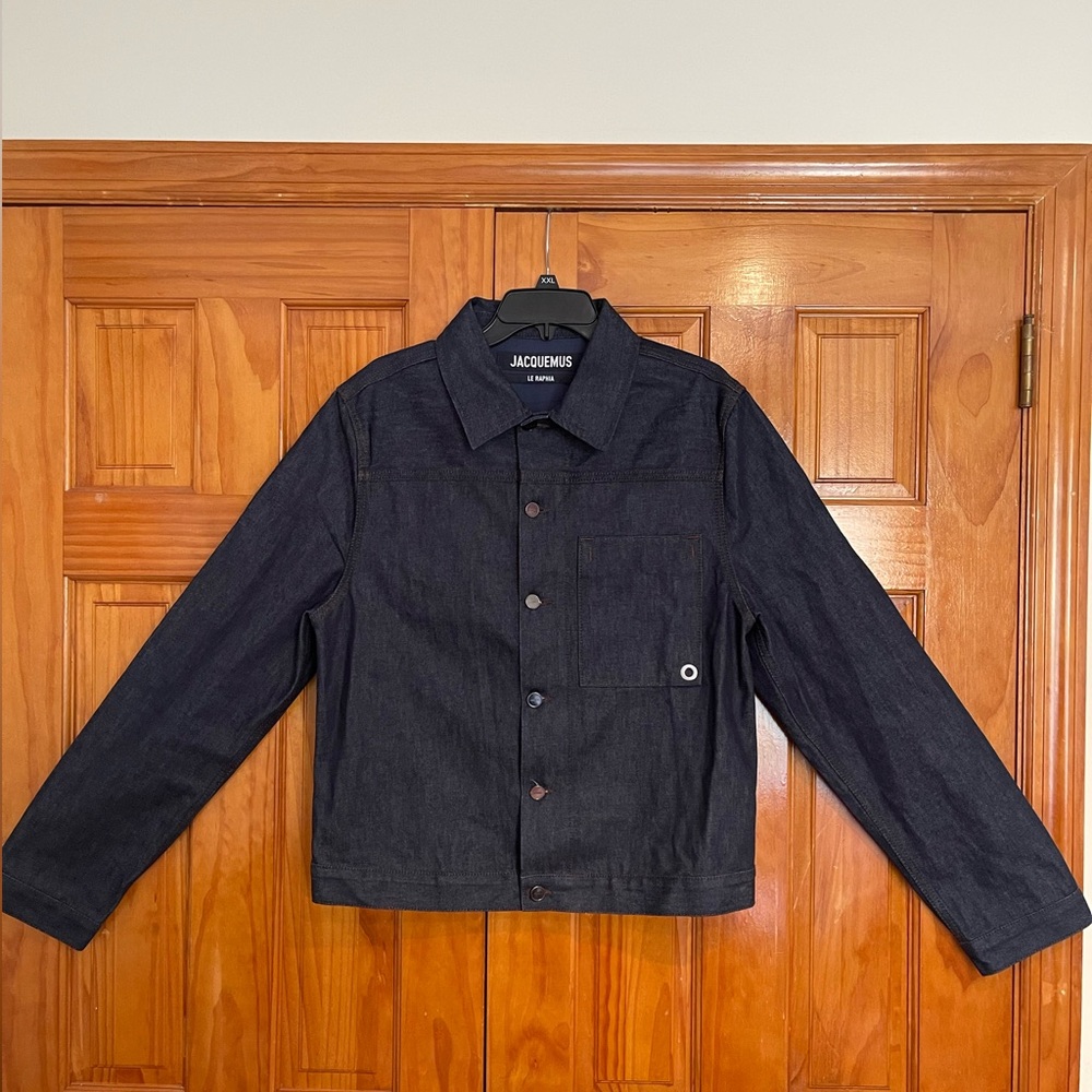 Jacquemus Navy Le Raphia Denim Jacket